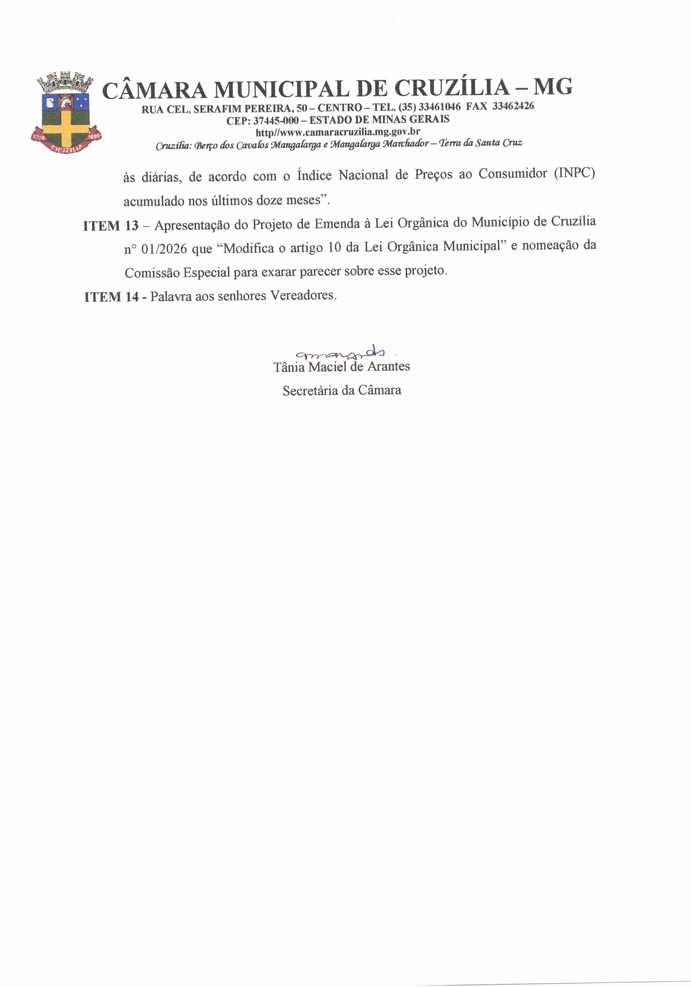 Pauta da 2ª Reunião Ordinária dia 09-02-2026 às 19 hrs PG 2
