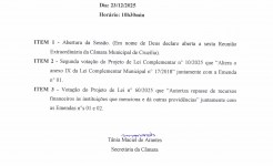 Pauta da 6ª Reunião Extraordinária dia 23/12/2025 às 10 h 30 min Pauta da 6ª Reunião Extraordinária dia 23-12-2025 às 10 h 30 min