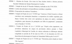 Pauta da 11ª Reunião Ordinária dia 04/05/2026 às 19 h Pauta da 11ª Reunião Ordinária dia 04-05-2026 às 19 hrs