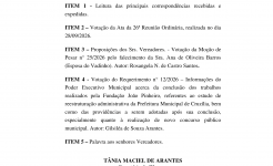 Pauta da 27ª Reunião Ordinária dia 05-10-2026 às 19 hrs Pauta da 27ª Reunião Ordinária - 05 10 2026