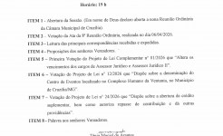 Pauta da 9ª Reunião Ordinária dia 13/04/2026 às 19 h Pauta da 9ª Reunião Ordinária dia 13-04-2026 às 19 hrs